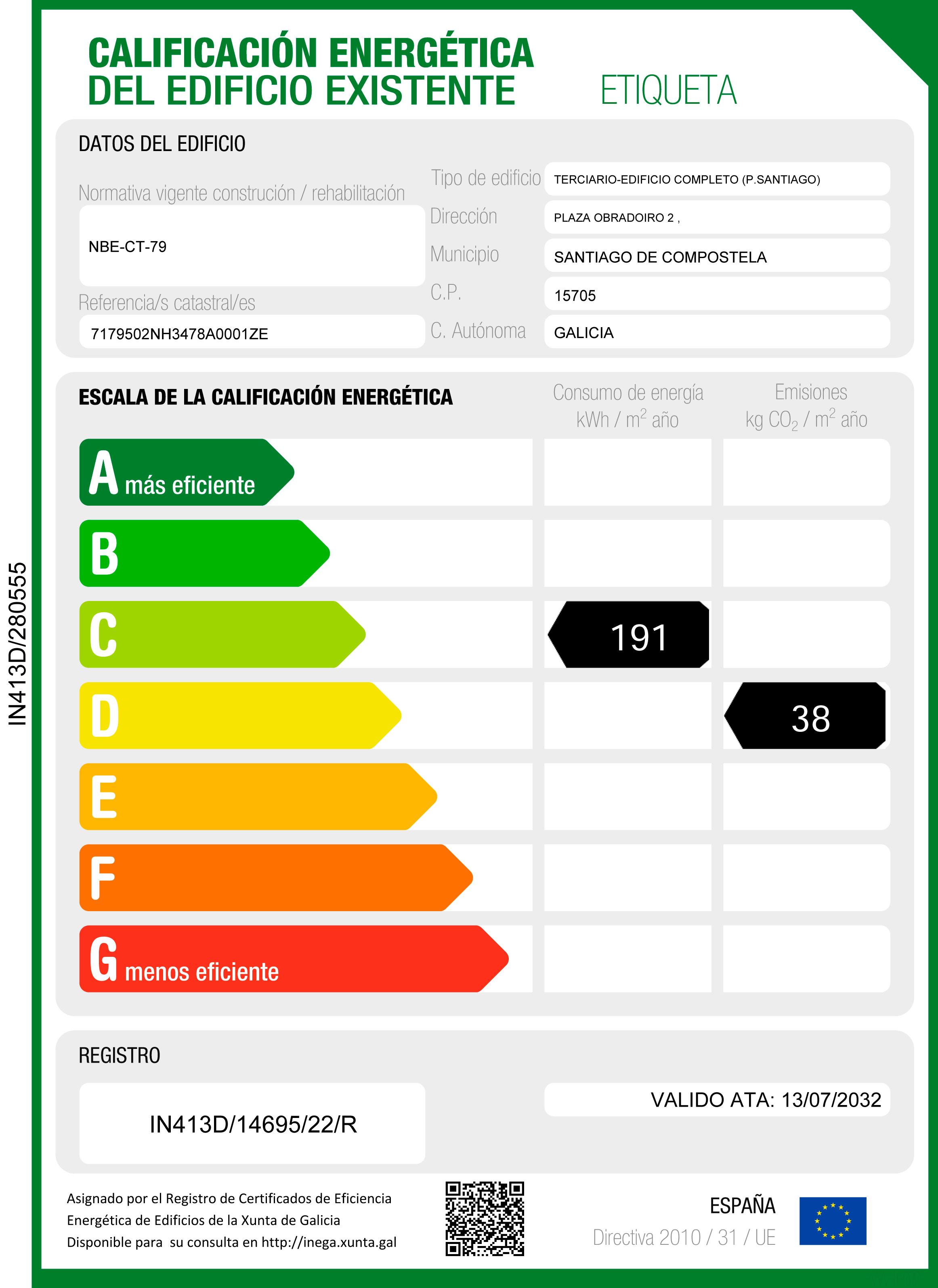 Parador De Santiago - Hostal Reis Catolicos Santiago de Compostela Kültér fotó Energy label